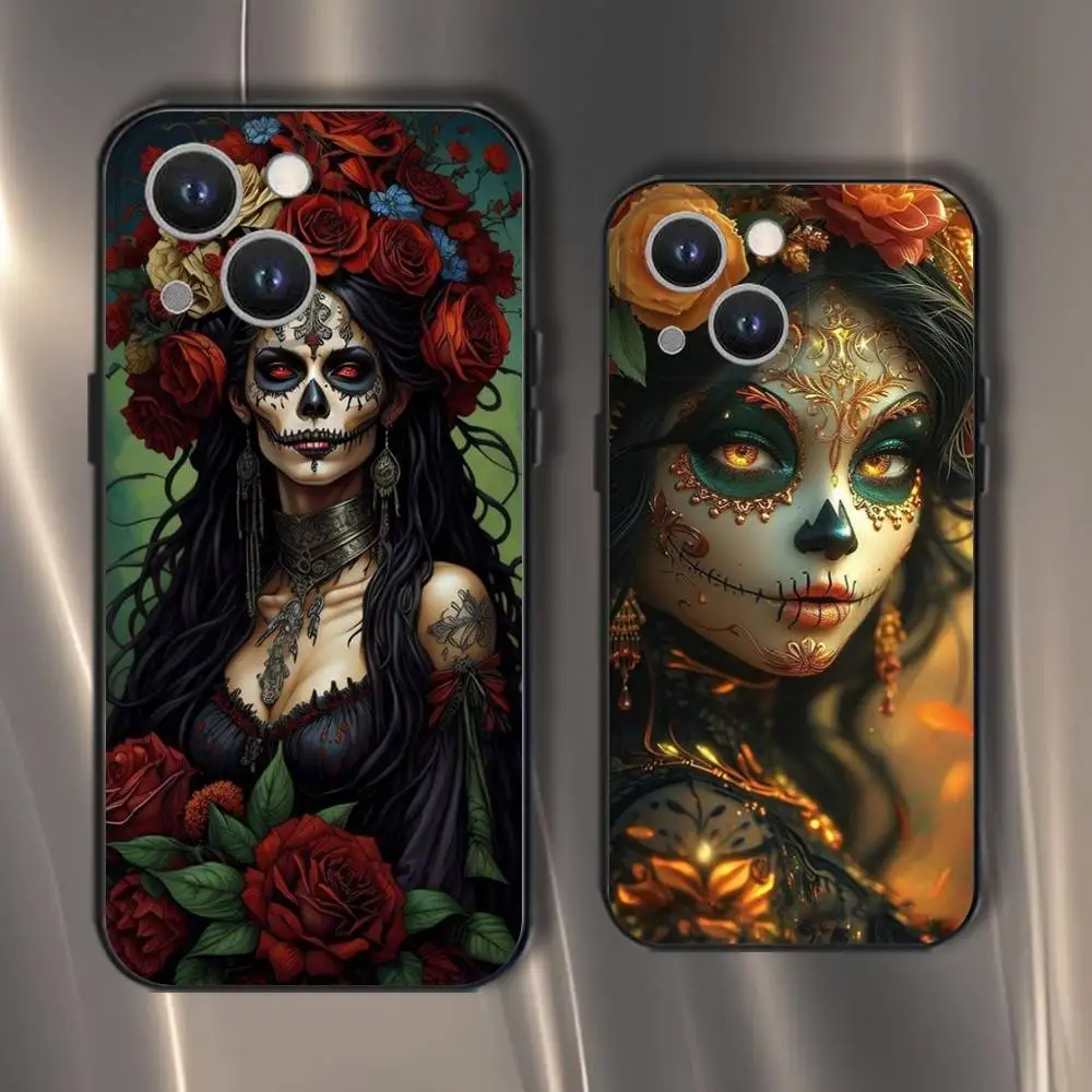 

Skull Girl Skull Princess Phone Case For iPhone 16,15,14,13,12,11,Pro,XS,Max,XR,Plus,E,SE4,Mini Black Soft Cover
