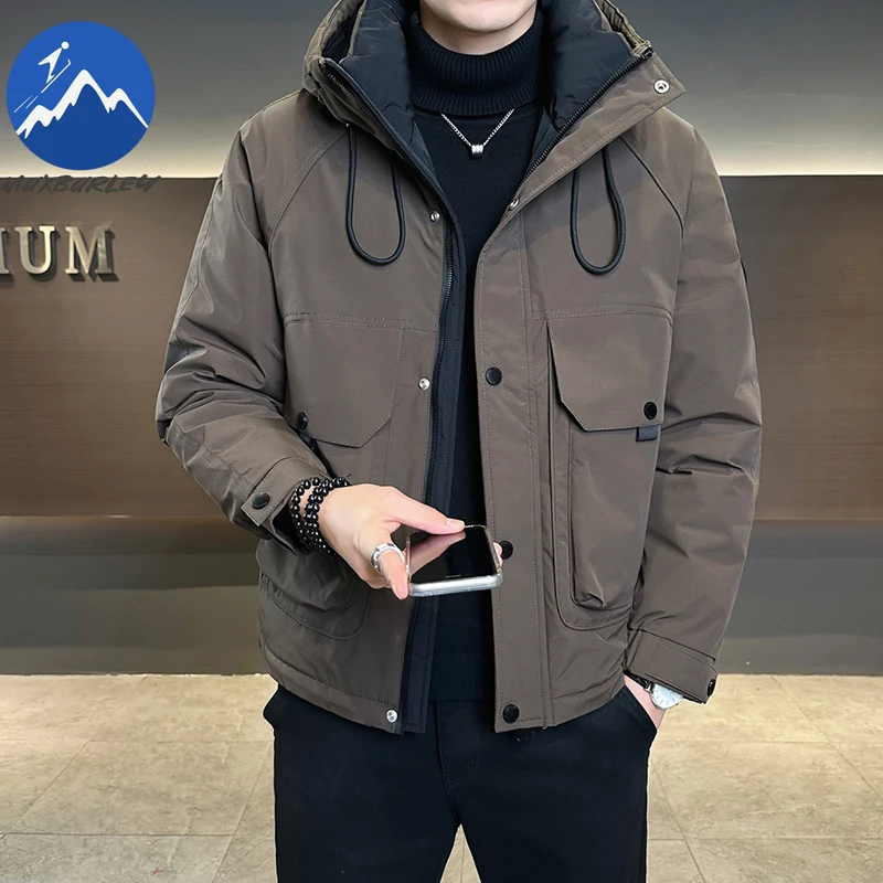 سترة Maxbarley الفاخرة للرجال لشتاء 2026 كلاسيكية غير رسمية مقاومة للرياح معطف أبيض دافئ للأسفل سترة رياضية خفيفة الوزن