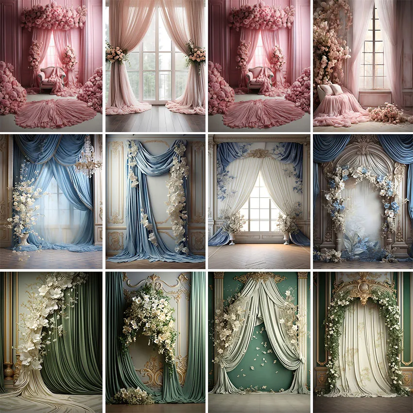 

Mehofond Photography Background Curtain Interior Vintage Wall Flowers Wedding Pregnancy Photo Backdrop Decor Photobooth Props