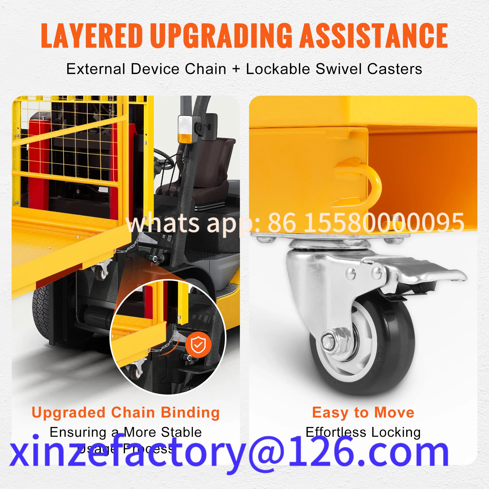 Plataforma de seguridad plegable personalizable de la jaula de seguridad del carretilla elevadora de 1200 libras con las ruedas giratorias bloqueables