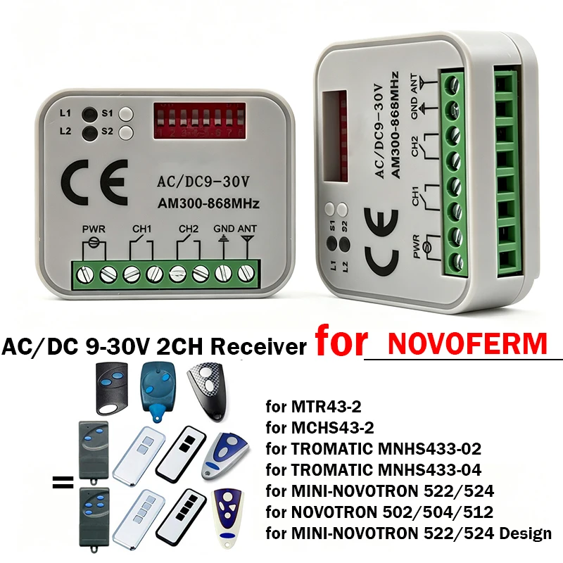 Universal Gate Receiver for NOVOFERM MTR43-2 MCHS43-2 TROMATIC MNHS433-02 04 MINI-NOVOTRON 522 524 502 504 512 522 524 Design