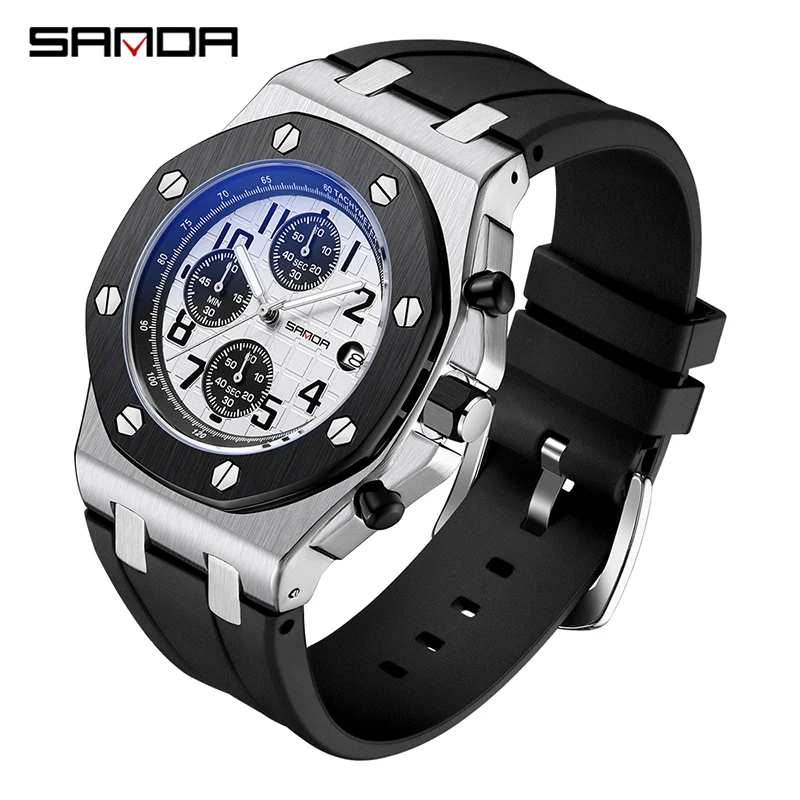 Fashion Sanda Top Brand Business Quartz Men Watch New Hot Selling Sport Luxury Three Eyes Six Needle Dial Waterproof Luminous