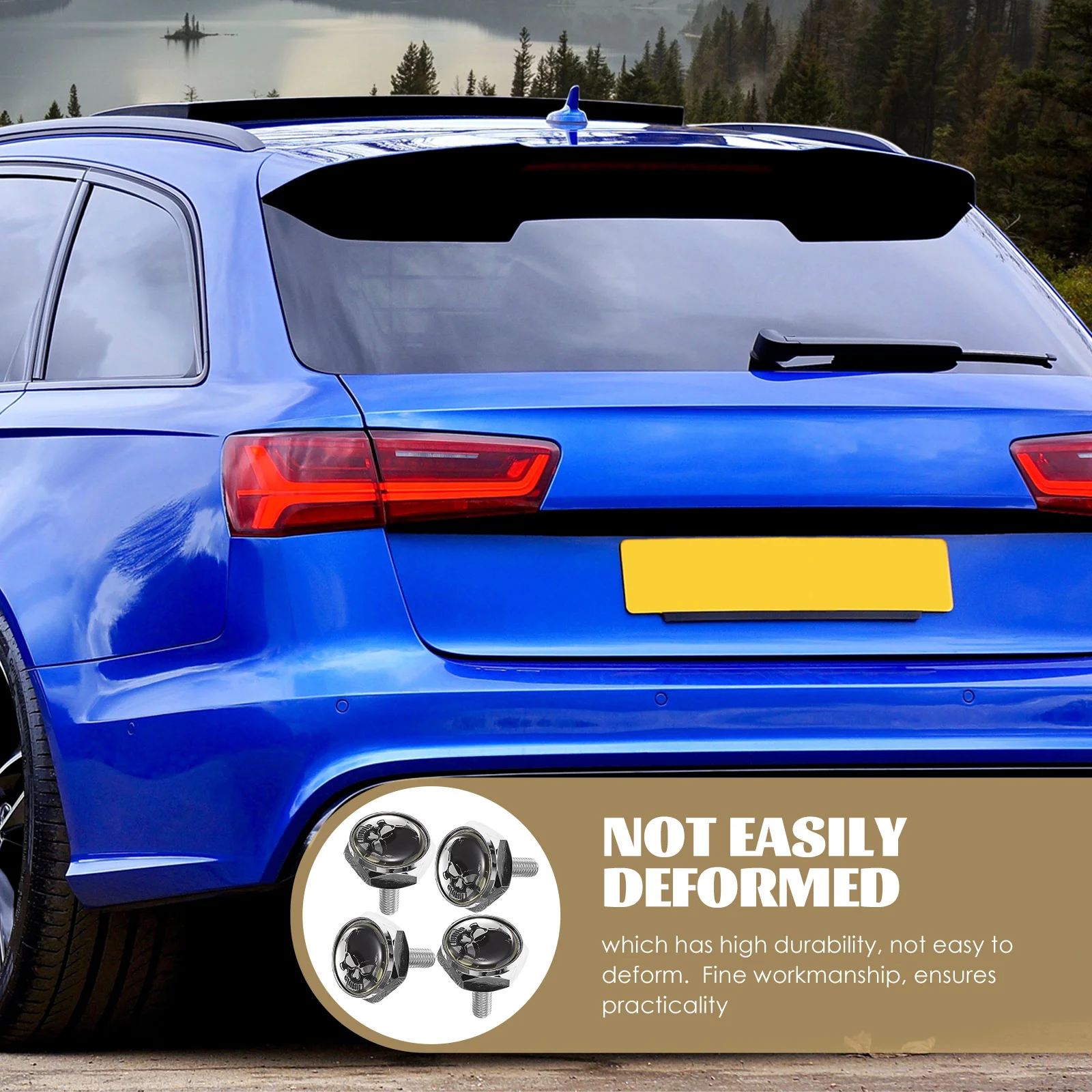 

License Plate Screws Skull Head Aluminum Alloy Anti Theft Fixed Seal Car Mounting Kit Frame Screws Fasteners Clips Silver