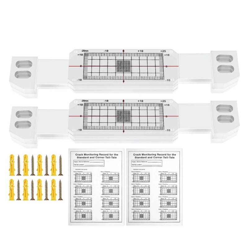 B63B-2Pcs Crack Monitoring Record, Plus Tell Tale Corner Crack Monitor For The Standard Crack And Corner Tell Tale Record