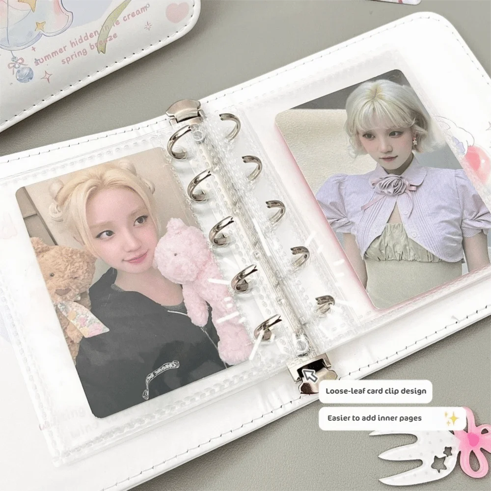 Portable Card Book M5 Cartoon Pattern Grid Card Album One Grid Leather Cover Star Chasing Collect Book Card Photo Collection