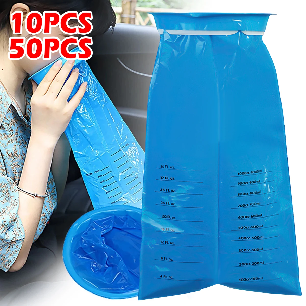 50Pcs Disposable Vomit Bags 1000ML Vomiting Bag Travel Car Airplane Motion Sickness Nausea Vomit Car Sickness Bag