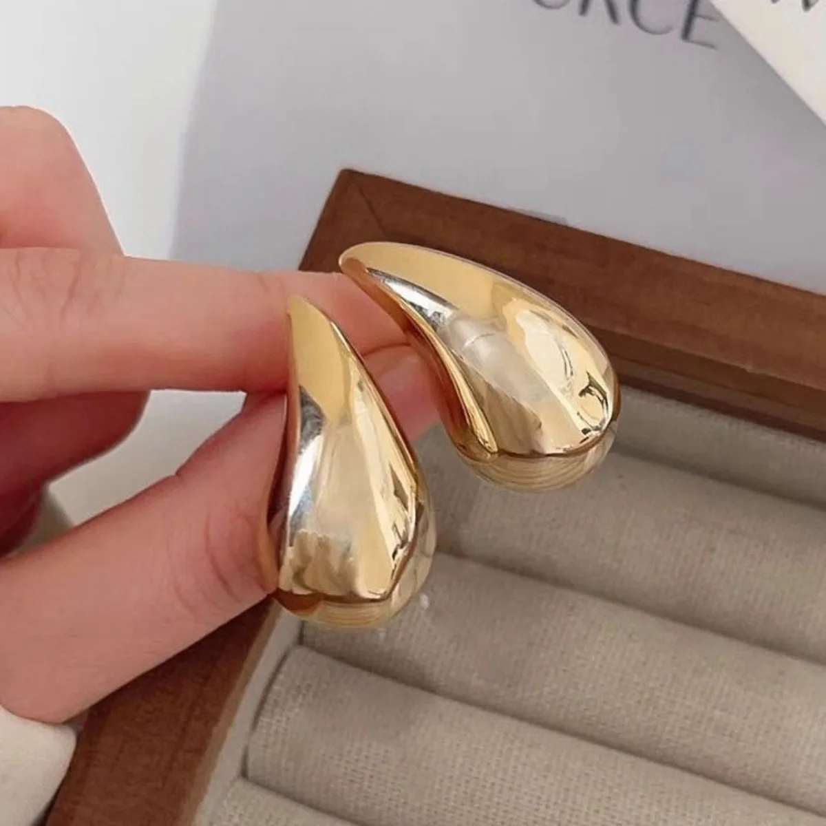 chunky teardrop stud earrings gold silver plated statement earrings for women minimalist trendy geometric jewelry