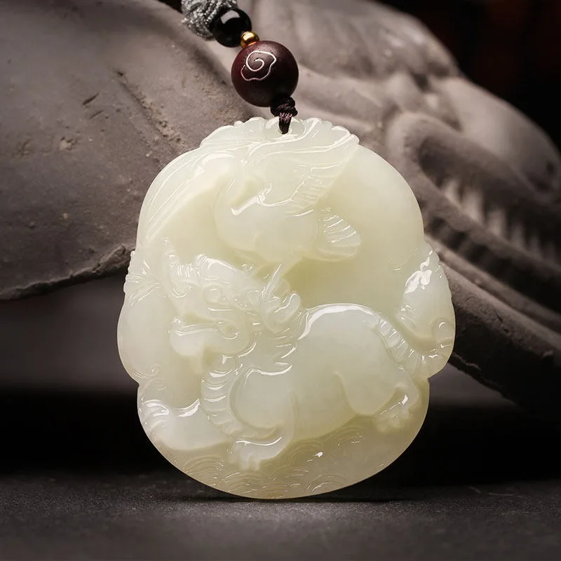 Hetian Big Mouth Pixiu Pendant Men And Women, Jade Amulet Necklace, Protective Talisman, Dad