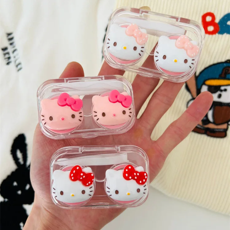 Hello Kitty Transparent Contact Lens Box Portable Myopia Contact Lens Box Care Companion Box