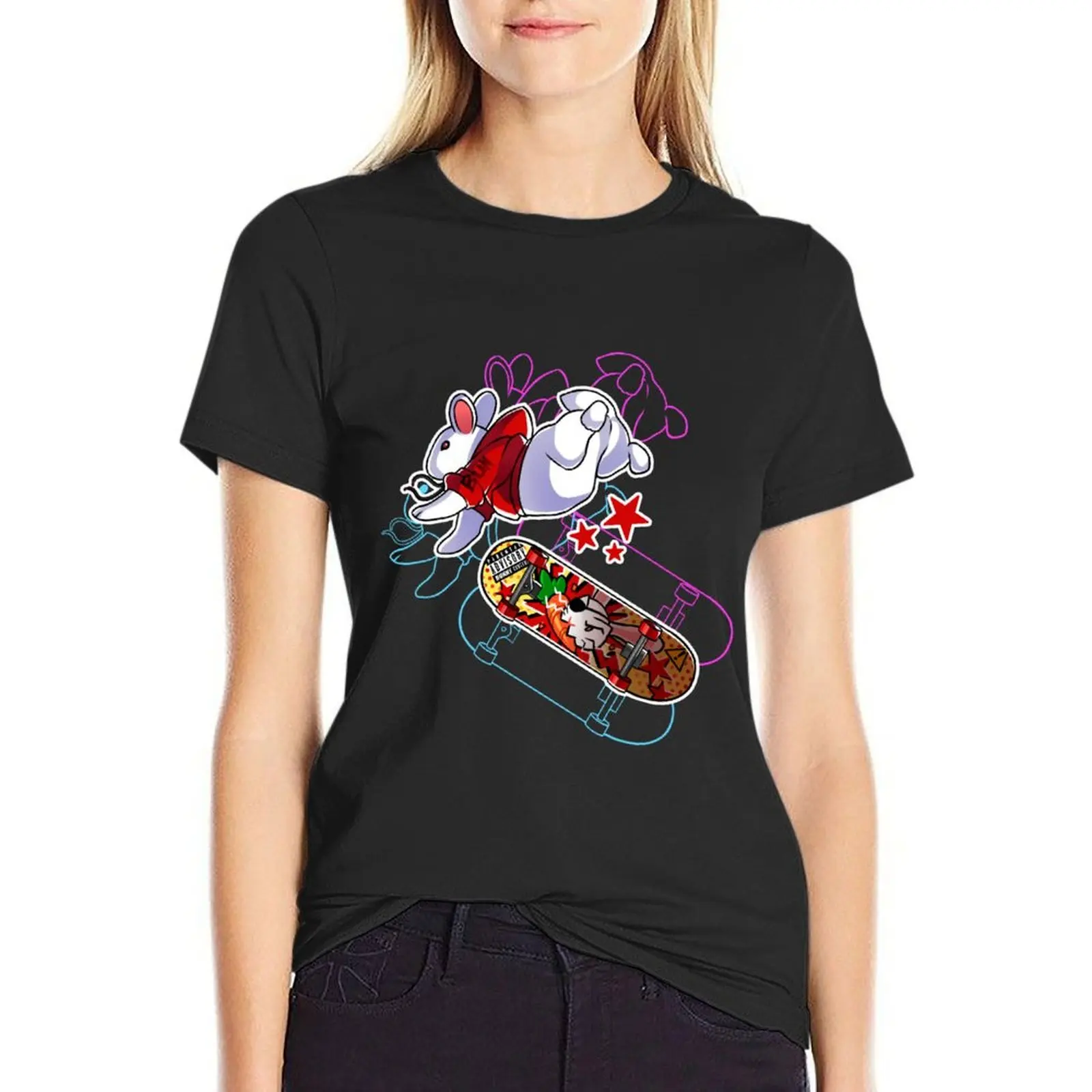 RABBICAL - PUNK BUN T-Shirt lady clothes tees Summer Women's clothing