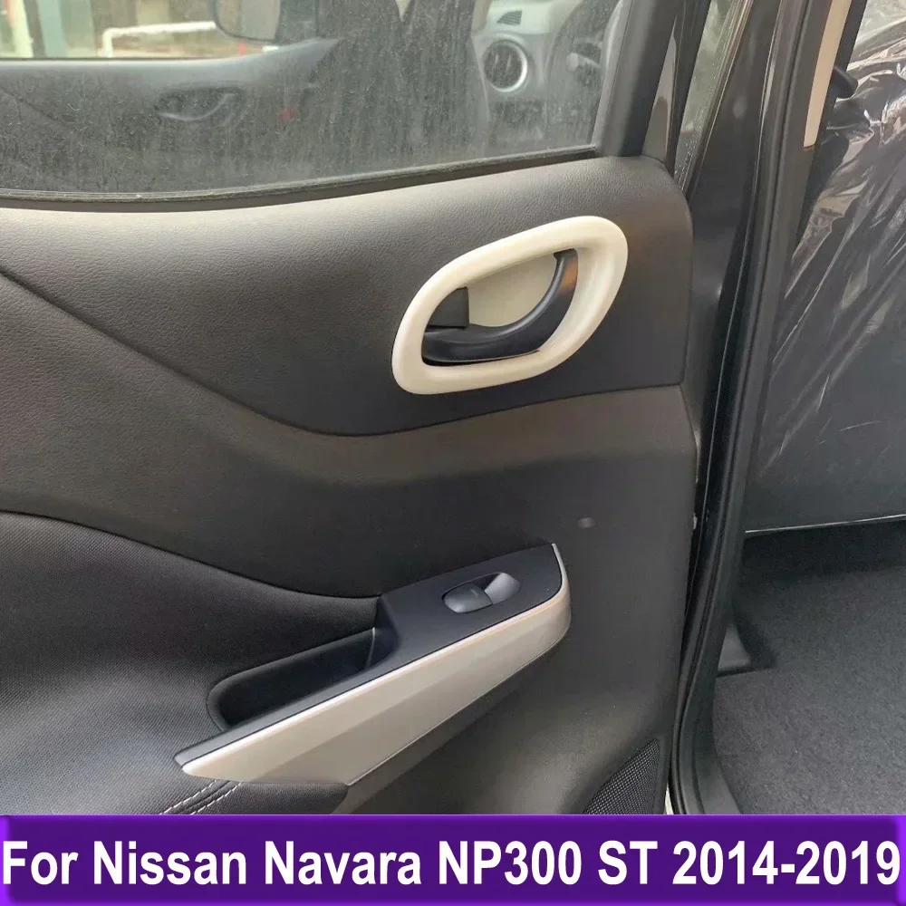 Styling Car Accessories Interior Side Door Handle Bowl Cover Trim Sticker For Nissan Navara NP300 ST 2014-2019 ABS Carbon Fiber