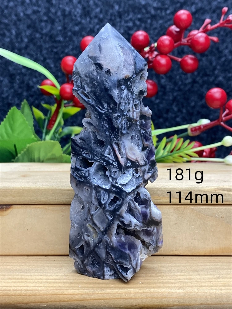 Natural Stone Fluorite Geode Obelisk Reiki Healing Crystal Wand Feng Shui Wizard Worship Home Decor Holiday Gift