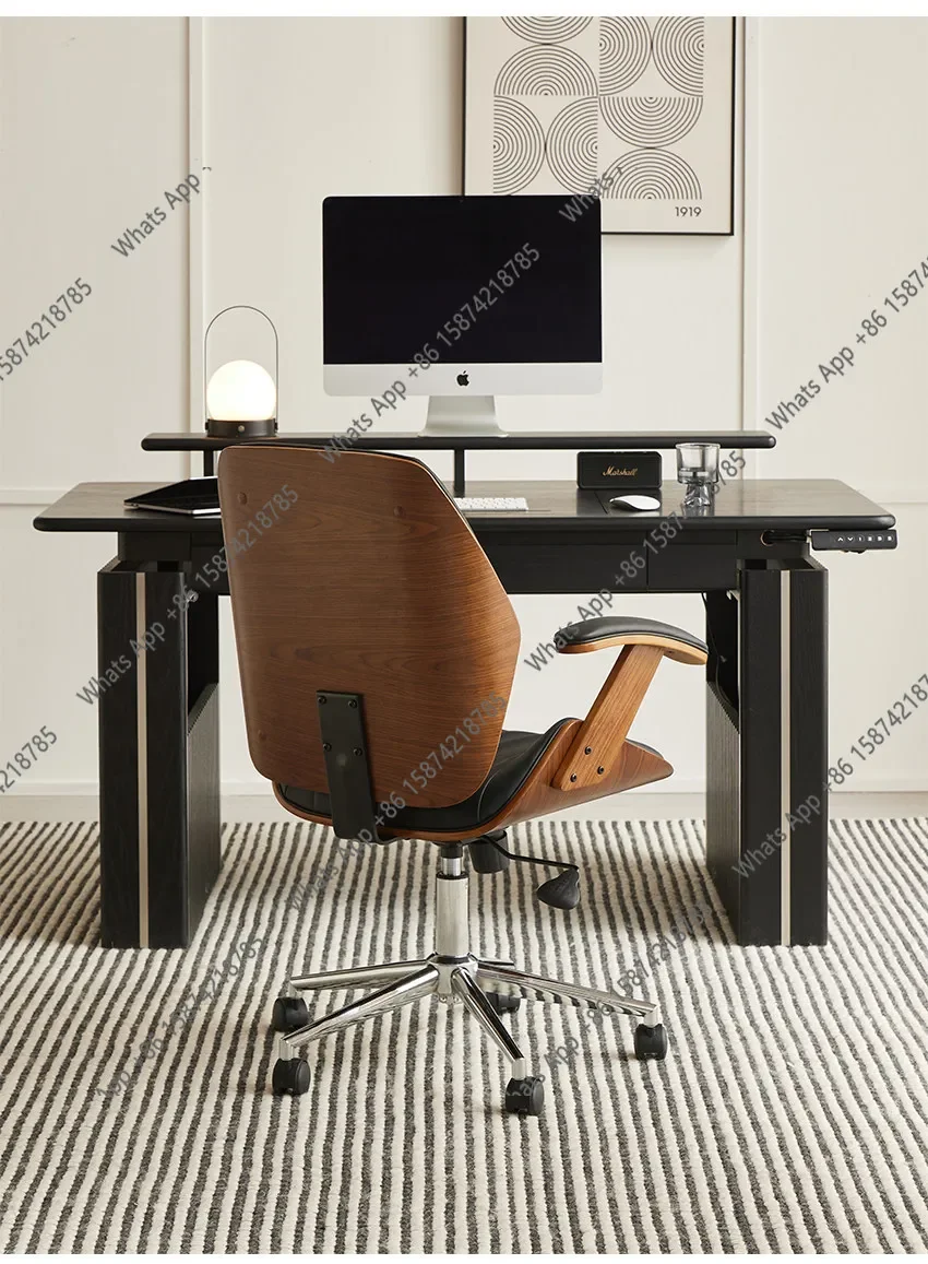 

N62 Leather computer chair light luxury high-end ergonomic chair retro backrest office chair can be lifted