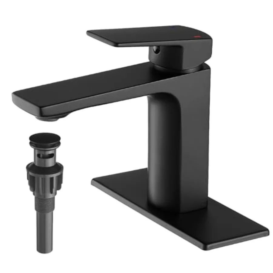 

Black Bathroom Faucets 1 Hole Single Handle Bathroom Sink Faucet with Pop-up Drain and 3 Hole Sink Deck Plate Rv Lavatory Vesse