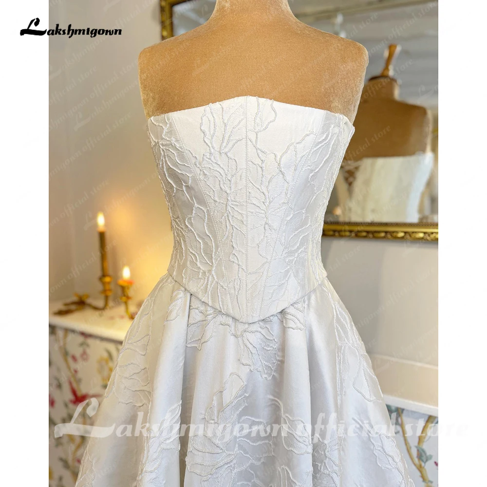 Lakshmigown Elegant Satin Wedding For Women Luxurious Floral Applique A-line Pleated Customised Bridal Gown Vestidos De Novias