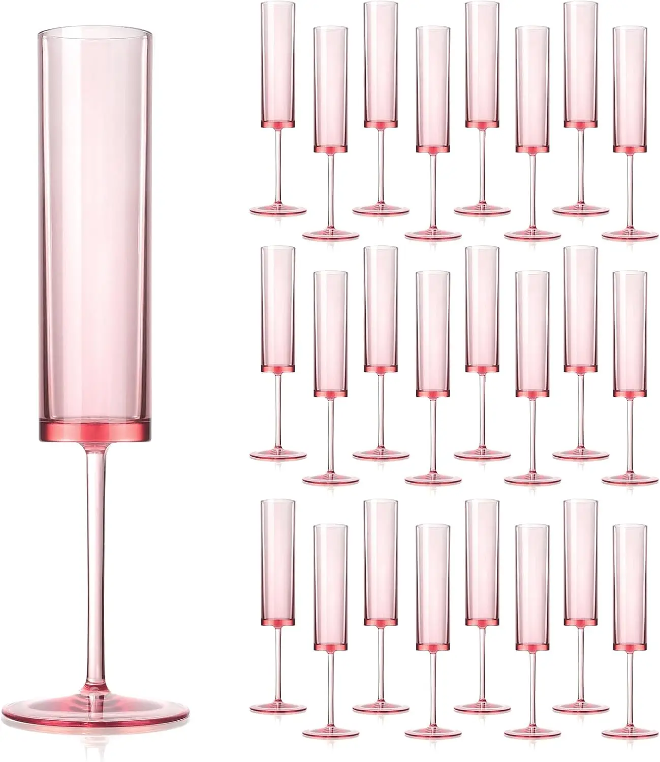 

24pcs Pink Acrylic Champagne Flutes 5.4oz Stemmed Coupes for Wedding, Birthday, Anniversary