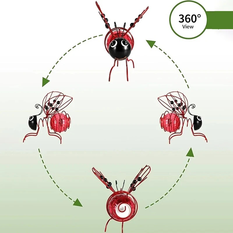 6 STKS Solar Hangende Bijenlichten Metalen Verlichting met Lente Bounce Tuin Decor Achtertuin Veranda Solar Insect Lights Woondecoratie