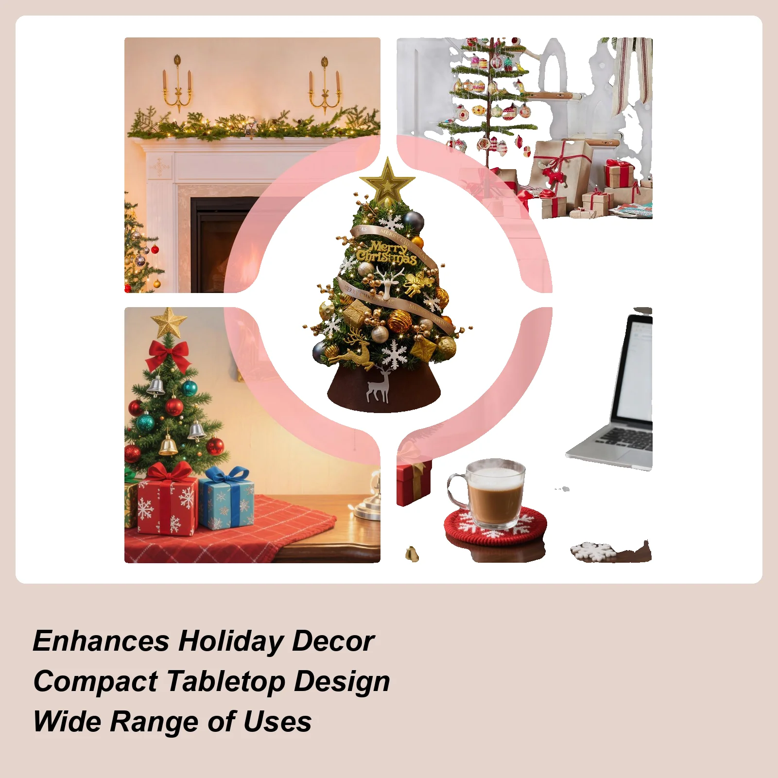 

Настольная рождественская елка, реалистичные центральные элементы с украшениями, крошечная рождественская елка для рабочего стола, офиса, дома, комнаты, праздника, праздника, праздника