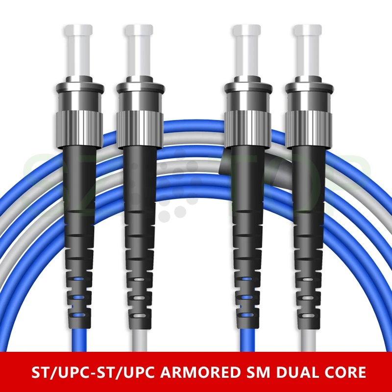 20M Gepantserde Duplex Patchcord Sm Dx Single Mode Fiber Patch Koord Lc Sc Fc St Upc Apc Patch Cord Fiber Optic Pigtail Aangepast