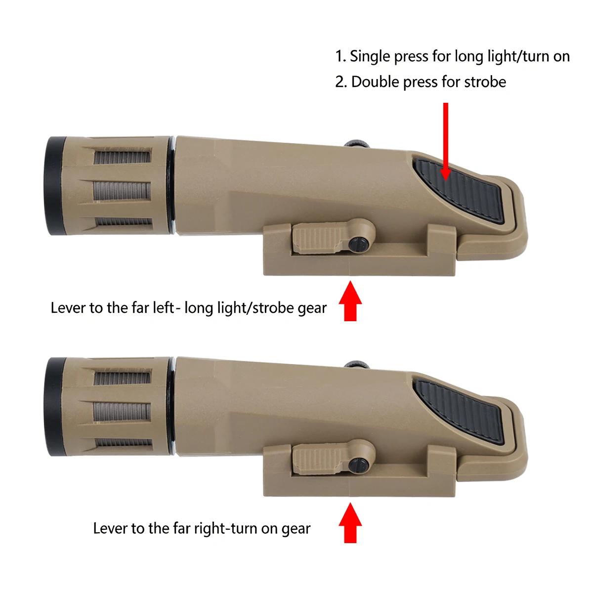 Taktische INFORCE WML Scout Light Gewehr-Taschenlampe mit Picatinny-Schiene für AKTorch AR15 HK416 Airsoft-Jagd, Konstantlicht, Stroboskop, Momentanbetrieb – Detail 11