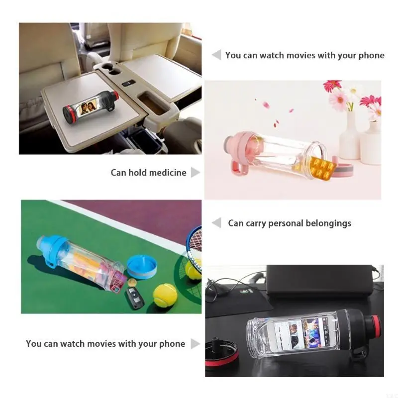 Portable for Creative 400ml Water Bottle with Hiding Phone Pocket Secret for Pill Bottle Sports Fitness Water Cup X3UC