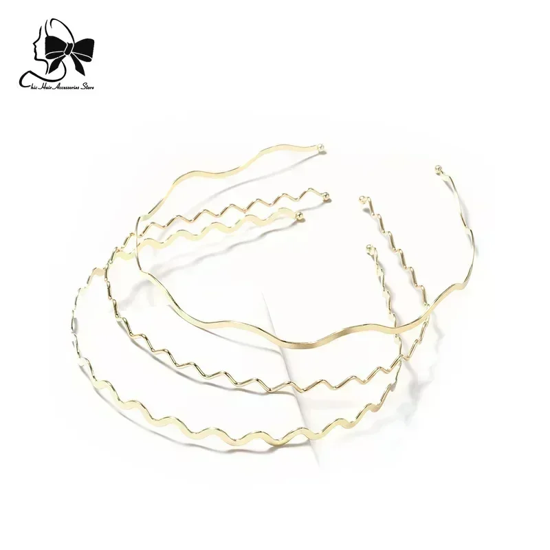 New Metal Waves Thin Hair Hoops Gold Women Thin Simple Everything Practical Bangs Hair Hoops Fashion Head Hoops Hairband