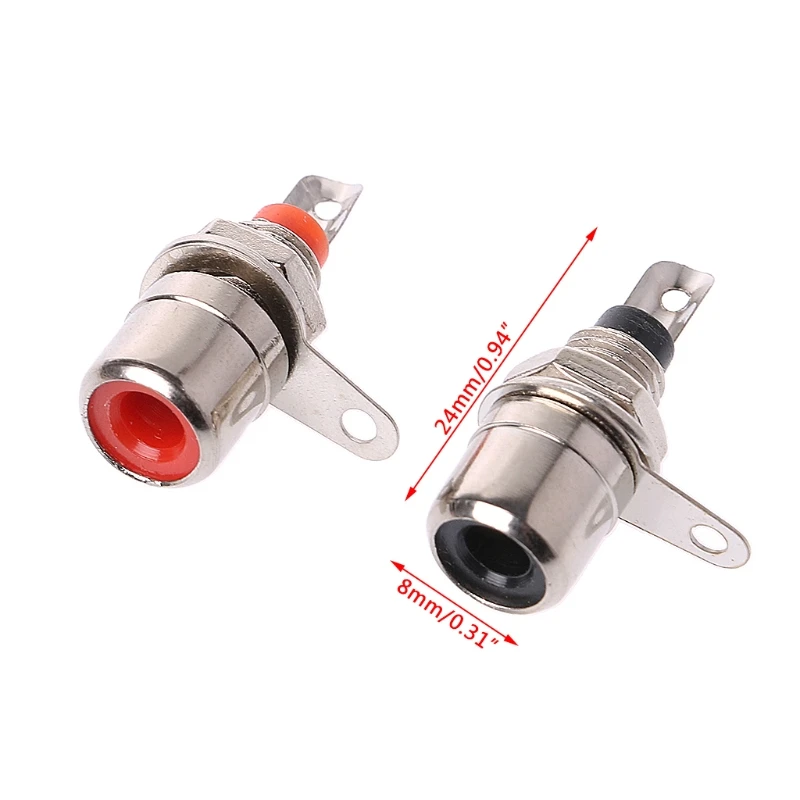 10 Pcs Nickel Plated RCA Phono Chassis Panel Mount Female Socket Adapter Red+Black