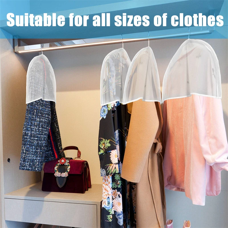 1pc Dust Cover Clothes Hanging Dress Suit Coat Garment Protector Storage Bag Case Shoulder Dustproof Wardrobe Organizer