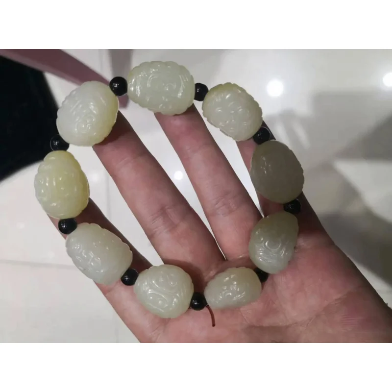 

Quality original Hetian jade bracelet pure hand carved natural bracelet Chinese style Men Women Jade gift jewelry accessories