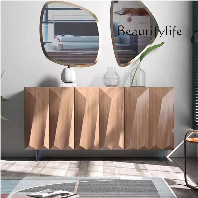 

Design Walnut Color Sideboard Cabinet Home Acrylic Feet Entrance Cabinet Sofa Silent Wind