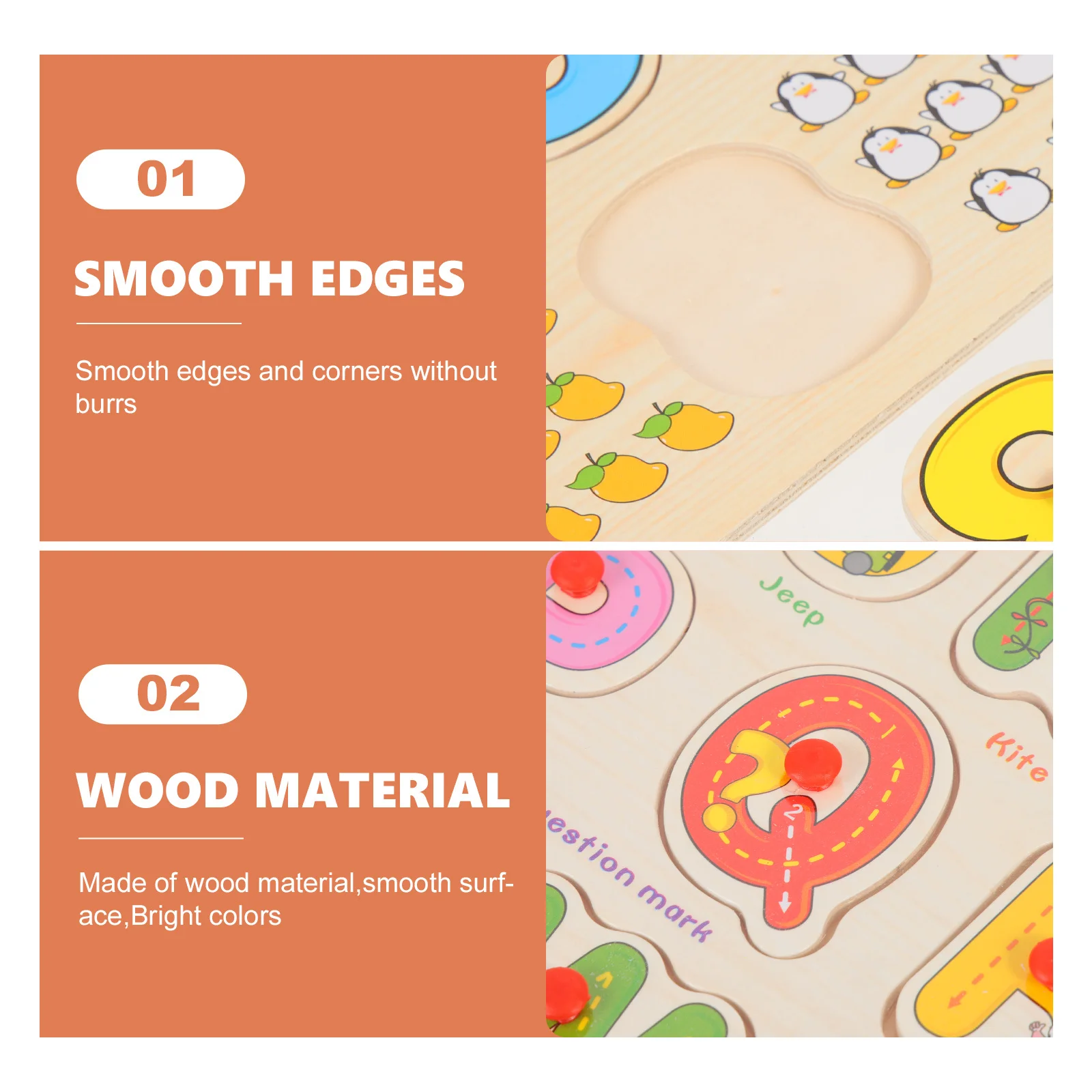 مجموعتان من أحجية الصور المقطوعة بأرقام الأبجدية الخشبية للأطفال تعلم كتل تعليمية ألعاب ألغاز للأطفال الصغار