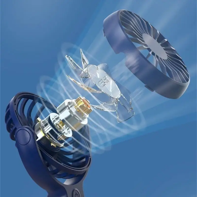L8RE Small Handheld Fan with 5 Speed Foldable Hook USB Rechargeable Fan 1200mAh for Outdoor Indoor Office Travel Use
