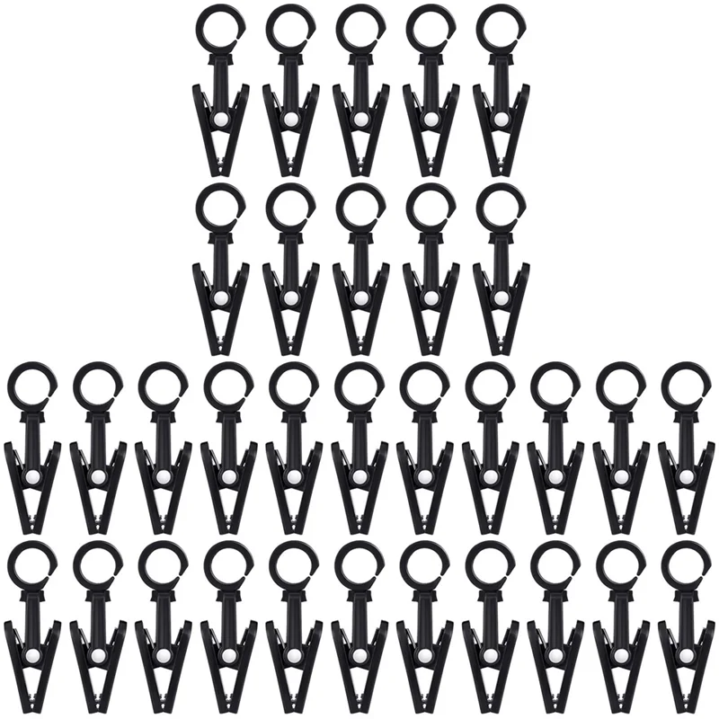 EYFL-RV Awning Lights Clips 50Pcs Curtain Hooks With Clips 360° Trailer Christmas Party String Light Holder Hanger Hook