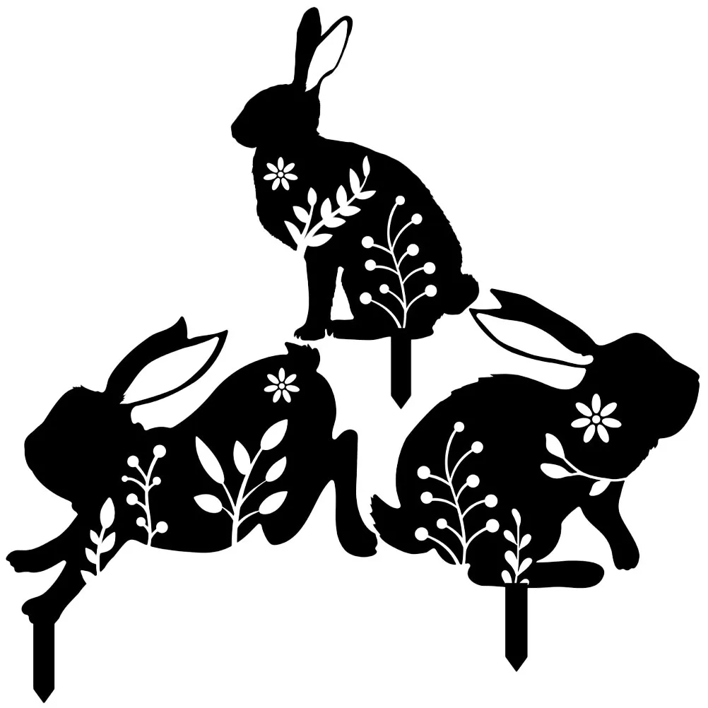 

Набор из 3 декоративных фигурок кроликов для двора, пасхальное украшение для газона, садовый декор, уличные садовые таблички-кролики