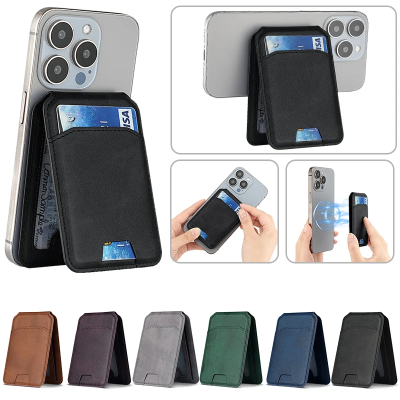Image of Luxus Für Magsafe Magnetische Leder Brieftasche Halter Fall Für iPhone 17 16 15 14 13 Pro Max Karte Halter Telefon Tasche abdeckung Zubehör