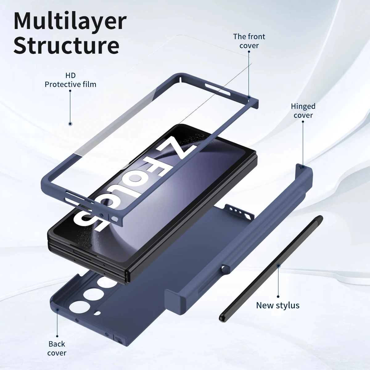Stylish case film integrated case for Samsung zfold5 4 Skin sensitive mobile phone case with pen folding protective case