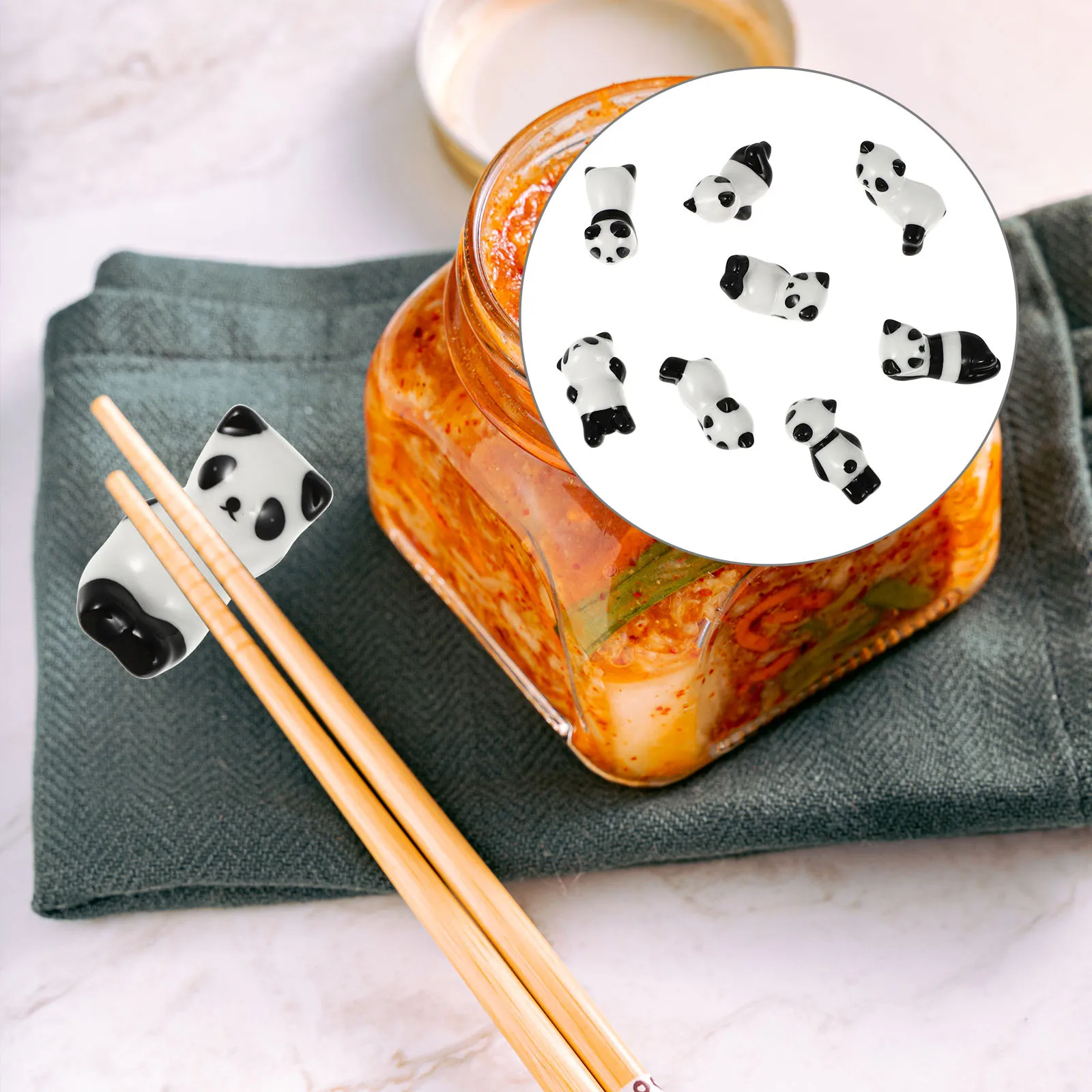 

8Pcs Panda Chopsticks Holder Ceramic Tableware Organizer Animal Chopstick Pillow Kitchen Use Chopstick Holder