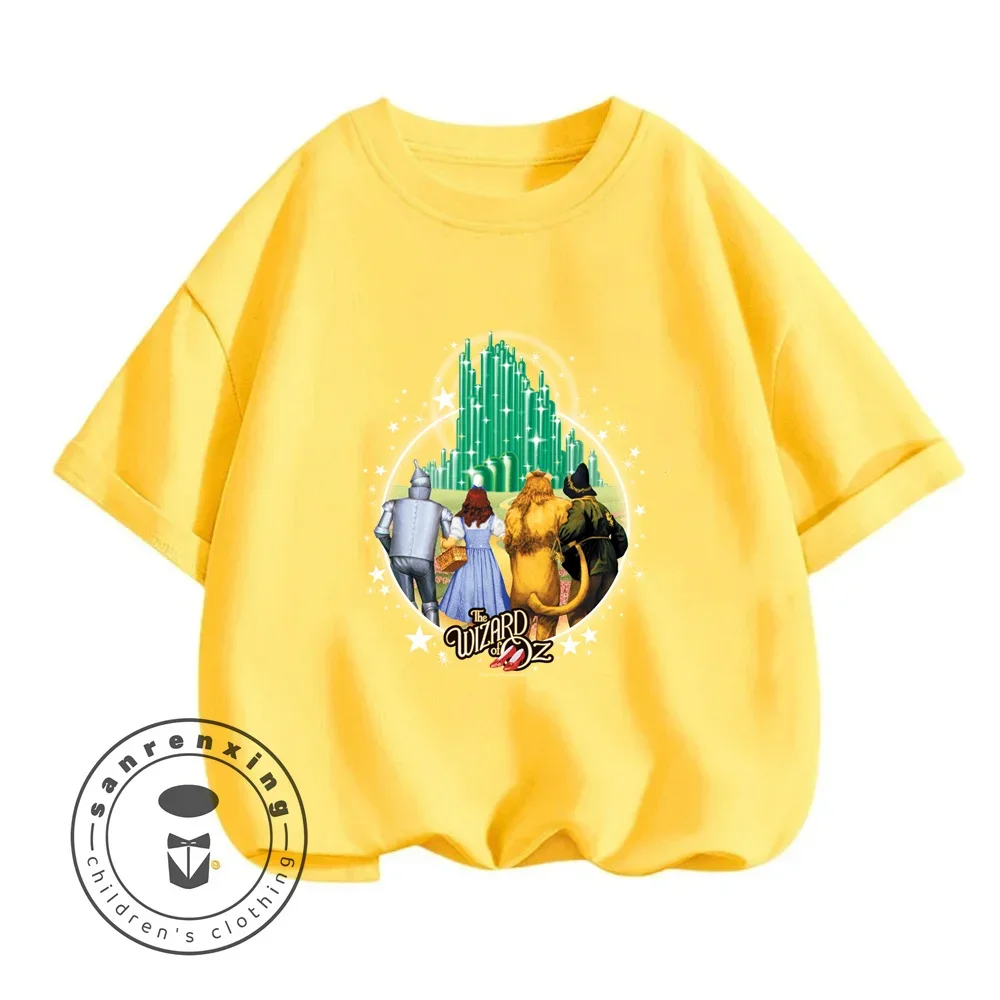 Avventure in maglie morbide t-shirt mago di Oz per ragazzi e ragazze estate 2024 edizione con simpatiche illustrazioni di cartoni animati che