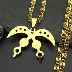 Africa Symbol Adinkra Akofena Necklace Women Stainless Steel Gold Color Sword of War Pendant Necklaces Jewelry collar N8085S05