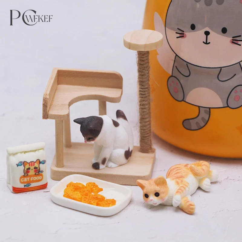 1:12 Dollhouse Mini Wooden Pet Cat Tree Tower Toys Cat Climbing Rack For Dollhouse Miniature Furniture Decor Accessories