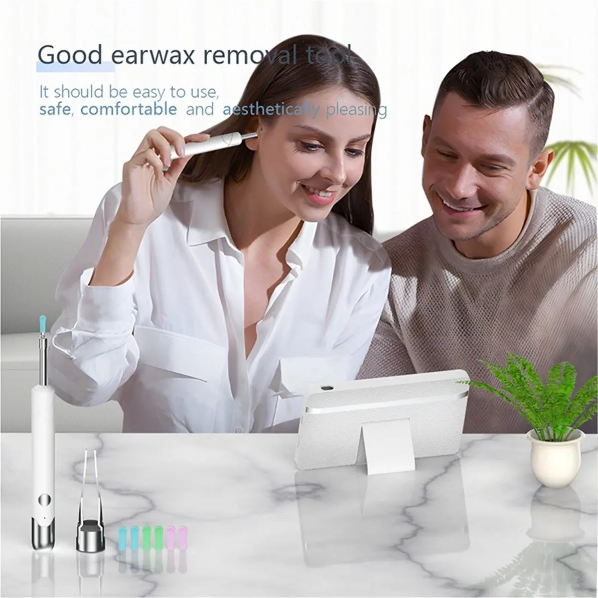 A26Z Digital Otoscope with Gyroscope 4.3Inch IPS Ear Scope Camera 1080P Ear Wax Removal Tool for Home Ear Infection Detector