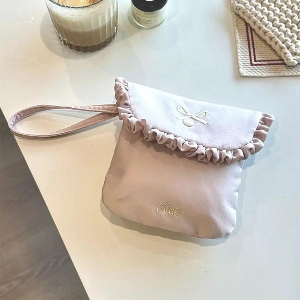 

Large Capacity Mini Cosmetic Bag Menstruation Towel Storage Cotton Cloth Sanitary Napkin Storage Bag Korean Style Bowknot