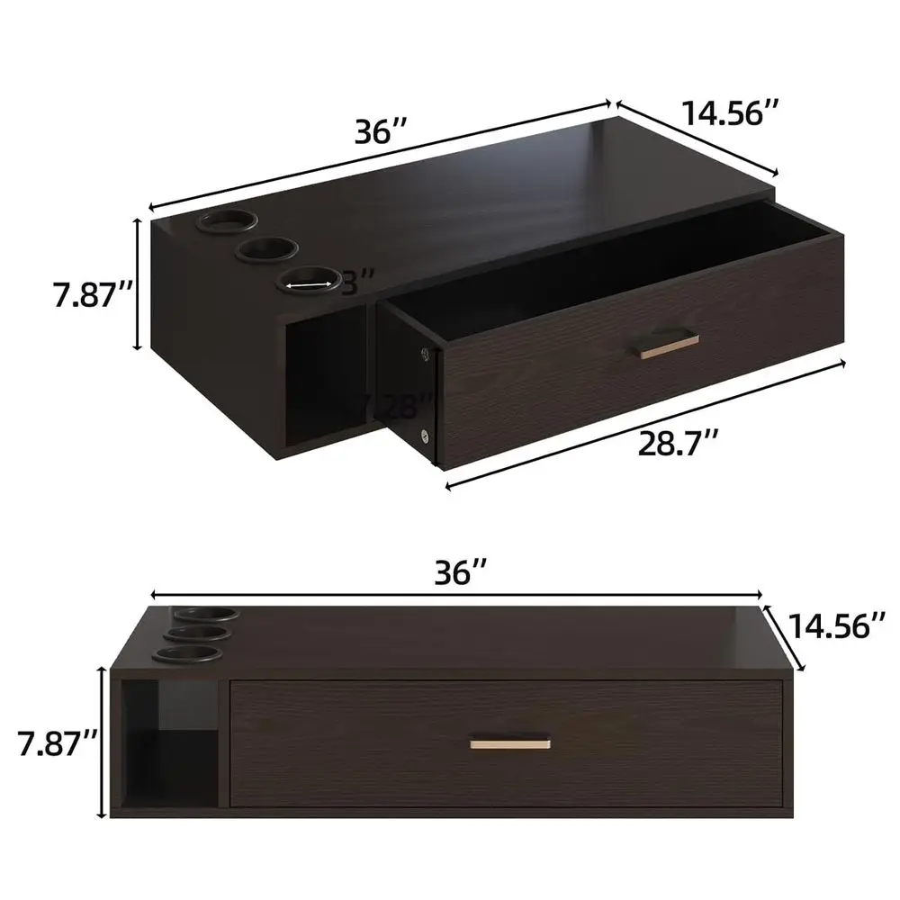 4ever2buy Wall Mount Sn Station, Black Barber Station Organizer with Der and Shelves, Hair Sn Station with 3 Dryer Holders, Sn S