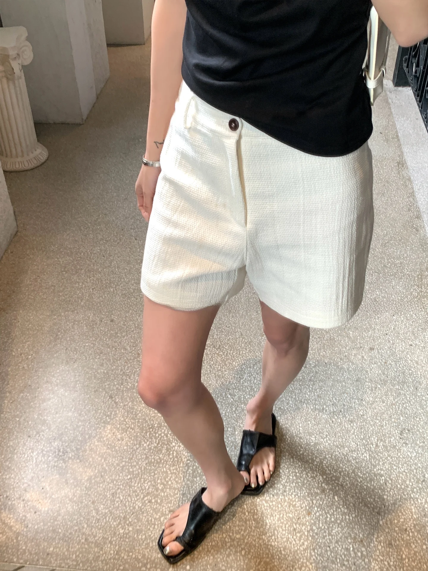 GV Big Brother Cotton Linen Straight Leg Loose Texture Three-quarter Pants Shorts Spring Summer New Style Versatile Casual Pants