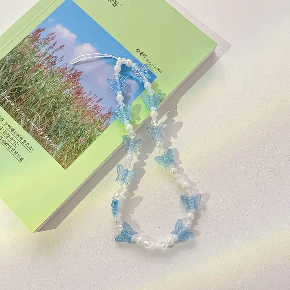

Jewelry Telephone Cord Hanging Rope Phone Lanyard Charming Butterfly Phone Chains Beaded Chain Anti-Lost Rope Mobile Strap