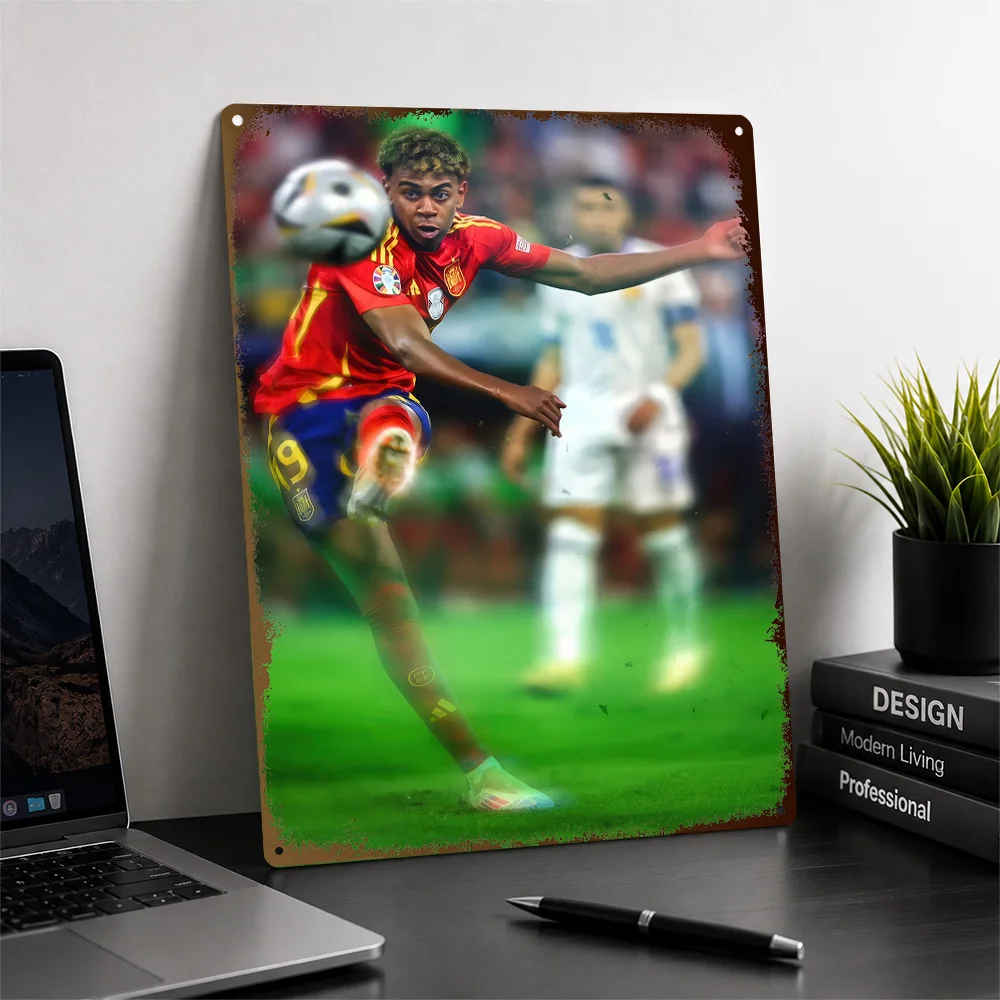 Lamine Yamal Printed Poster Personalized Aluminum Metal Sign Goal Celebration Wall Art Made For Bedrooms And Soccer Supporters
