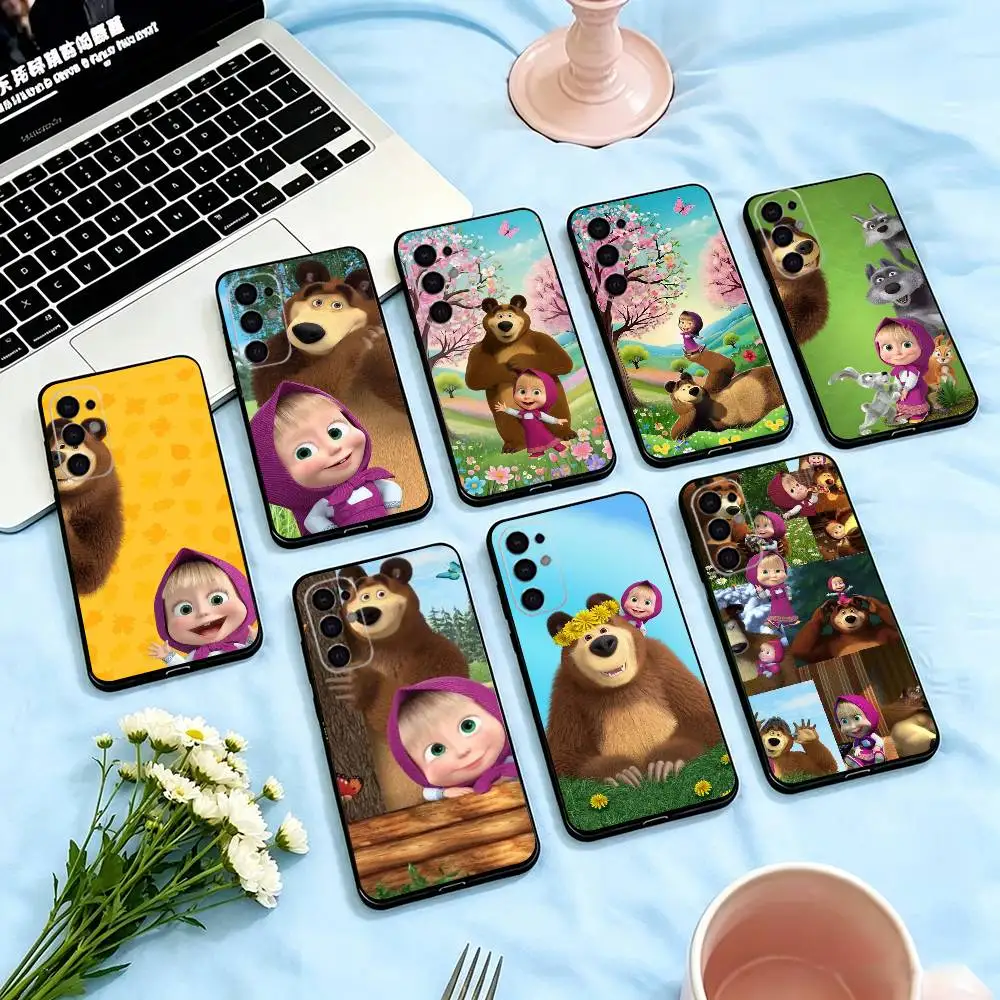 Masha the bear  Phone Case Black Silicone Soft For Samsung S26,S25,S24,S23,S22,S21,S30,Ultra,Plus,Fe,Lite