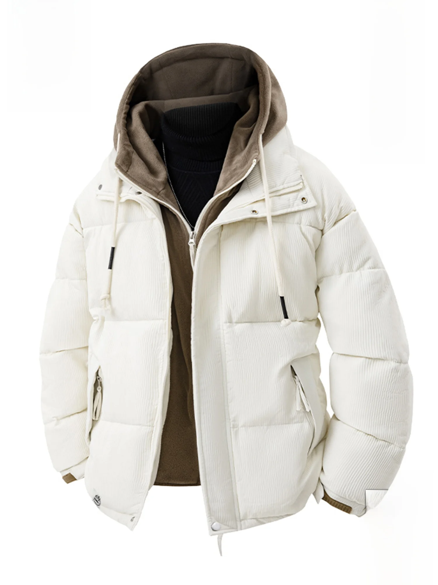 

PaulFrank Thiened Winter Jaet Men's Loose Casual Hooded Coat Warm Cotton Polyester Fabric Long Sve Zipper Closure Pure...