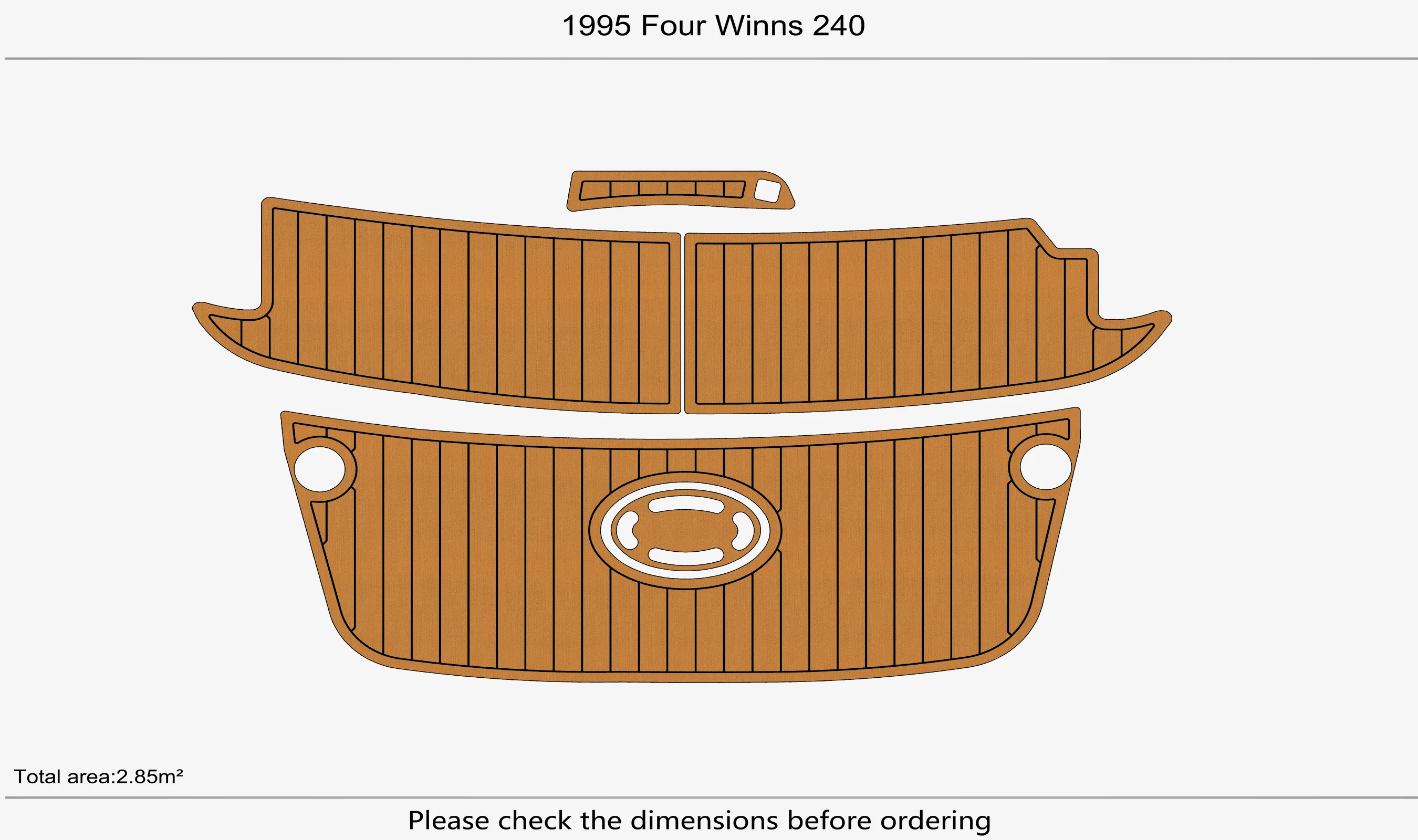 Anti-Skid EVA Faux Teak Self-Adhesive 6mm Boat Decking Pad for 1995 Four Winns 240 Yacht Cockpit Durable Marine Floor
