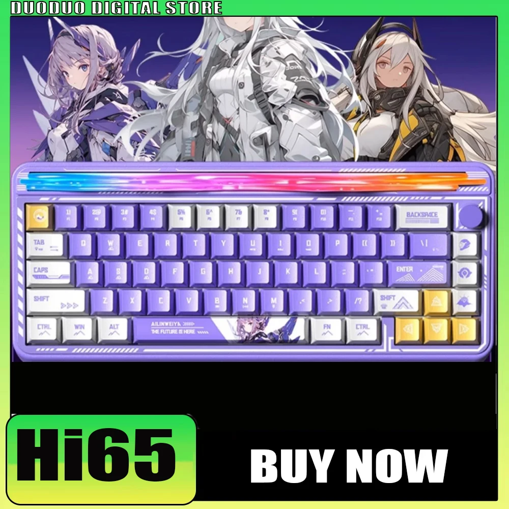 

LEOBOG Hi65 Трехрежимная беспроводная механическая клавиатура с горячей заменой RGB Игровая клавиатура Стабилизация 4000 мАч Прокладка с мультимедийной ручкой ПК